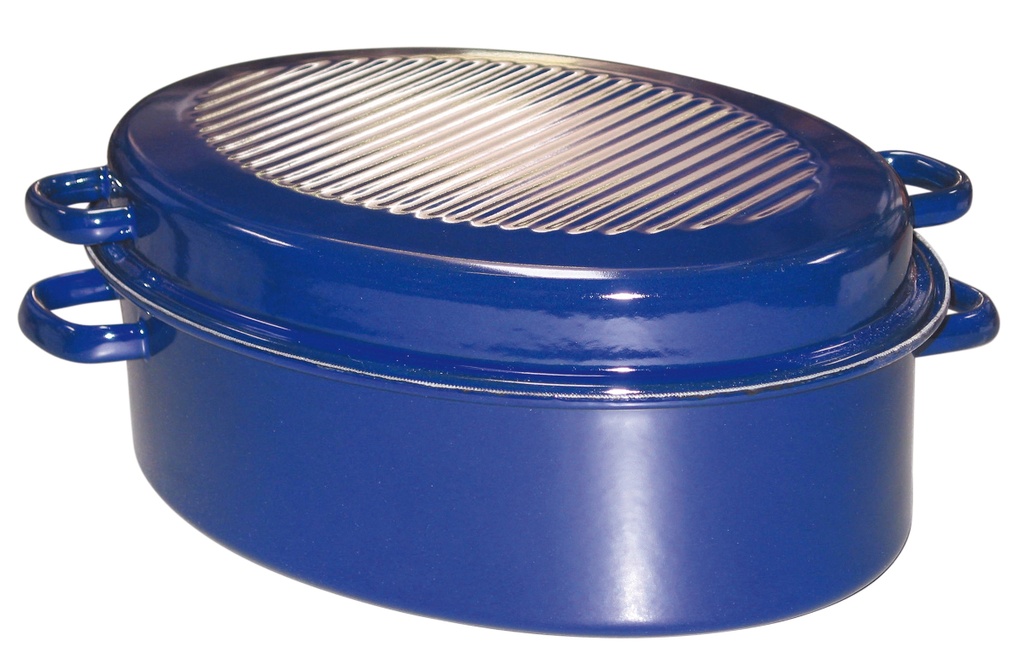 Gänsebrater oval 42 x 17,5 cm, mit Deckel, Kobaltblau