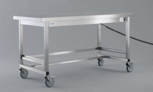 Arbeitstisch fahrbar und elektrisch höhenverstellbar 2000x700x850-1150 mm, Edelstahl