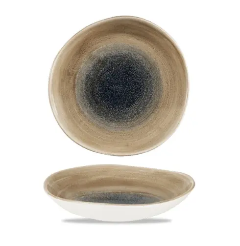 [9587378] Teller tief/Schale organisch 26 cm, Aqueous Dekor – Stonecast